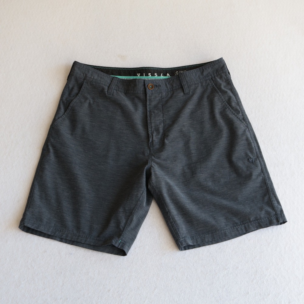 Vissla Mens Hybrid Shorts 34 Grey Blue Upcycled Stretch M2021CAN Surf Shorts